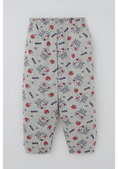 Breeze Kız Bebek Pijama Takımı Sevimli Kraliçe Desenli Çilekli 9 Ay-3 Yaş, Açık Gri Melanj Açık Gri Melanj