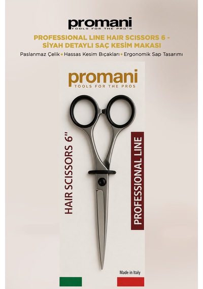 Professional Line Hair Scissors 6 - Siyah Detaylı Saç Kesim Makası