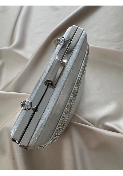 Öznora Silver Taşlı Metal Kulplu Abiye Çanta Std