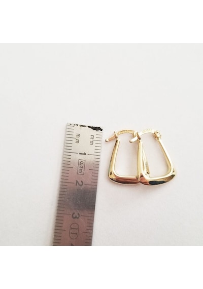 Sembol Gold Altın Küpe 14K 585 Parlak Çanta Tasarım 1,8 Cm Zarif Küpe
