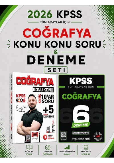 Yargı Kpss Coğrafya Konu Konu Kritik 10ar Soru + Deneme & Kpss Coğrafya Evp Akademi Seti