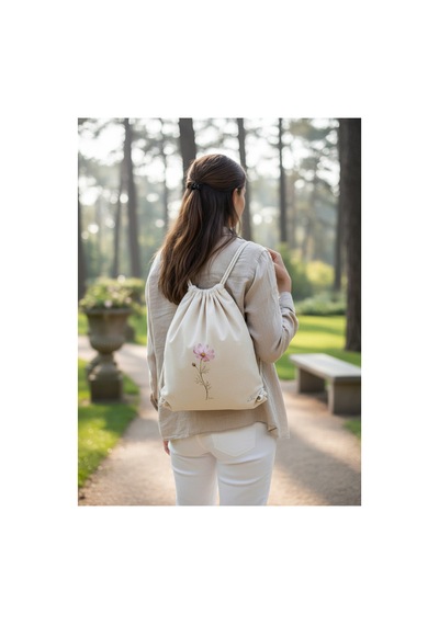 Hodie Collection Cosmos Desenli Ham Bez Büzgülü Sırt Çantası İnce Hafif 35x40 Cm Ekru - 893274309 Ekru - 893274309 Ekru