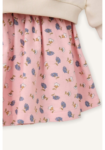 Defacto 2li Takım Sweatshirt Etek Kız Bebek G8105a526smer99 Ekru-er99