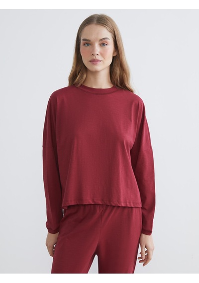 Lcw Young Bordo Bisiklet Yaka Kadın Pijama Takımı