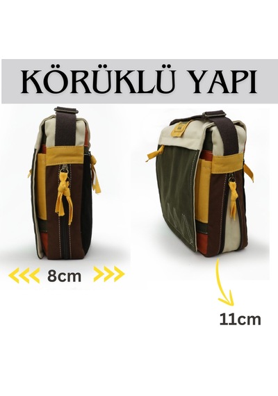 Cappadocia Vintage 4009 Omuz Postacı Yeşil Krem 15.6 Laptop Çanta Yesil