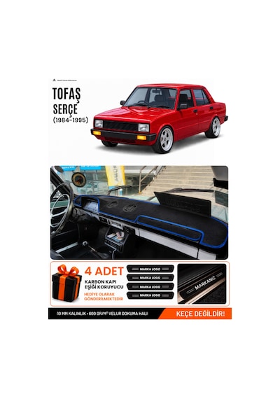 Tofaş Serçe 1984-1995 Uyumlu Torpido Koruma, Torpido Örtüsü, Torpido Kılıfı - Siyah-mavi - Tf004