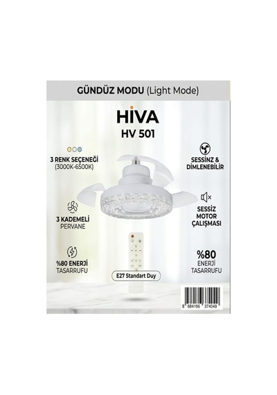 Hiva Hv-501 Gizli Pervaneli Led Ampul-tavan Vantilatörü