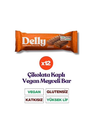 Delly Çikolata Kaplı Bademli Portakallı Meyveli Bar 12 x 35 G