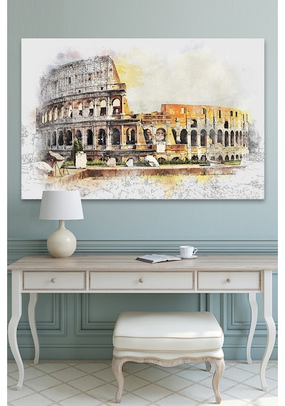 Italya Roma Colosseum Amphitheatre Kolezyum Amfitiyatro Kanvas Tablo