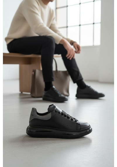 Enoch Erkek Alex Model Jel Taban Sneaker Oversize Kalın Ve Parlak Tabanlı Lüks Sokak Modeli Siyah - Füme Enoch Erkek Alex Model Jel Taban Sneaker Oversize Kalın Ve Parlak Tabanlı Lüks Sokak Modeli Siyah - Füme