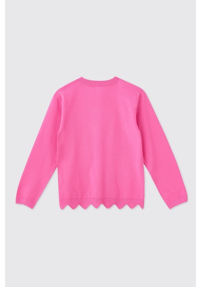 Panço Kız Çocuk Pembe Triko Hırka