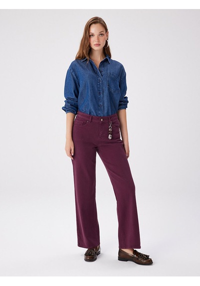 Faik Sönmez Wıdeleg Fit Gold Aksesuar Detaylı Elastanlı Jean Pantolon W27jpn001 Uw27jpn00140 Bordo