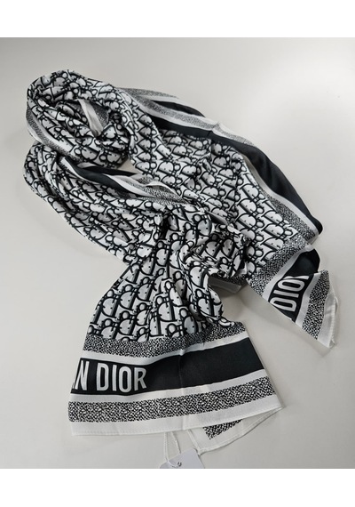 Miorel Scarfs Yeni Sezon Harf Desen Cd Vual İpek Şal Fular Silk Scarfs Shawl Hijab Siyah