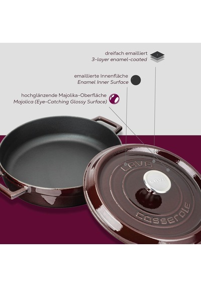Metal Premium Serisi - Döküm Çok Amaçlı Tencere, Yuvarlak, 28 Cm, Majolik Mor Belirtilmemiş