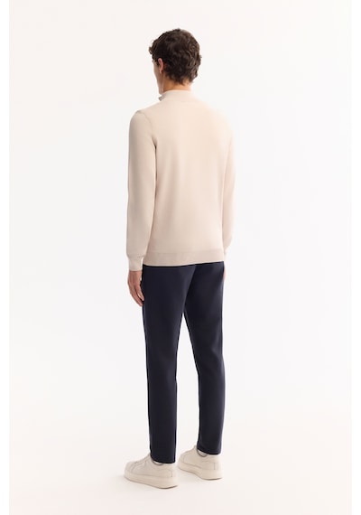 Avva Erkek Bej Dik Yaka Fermuarlı Rayon Tüylenmeyen Triko Regular Fit Kazak A52y5021