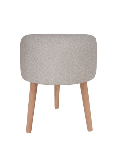 Modern Ahşap Ayaklı Dekoratif Puf, Tabure 6096 Ekru