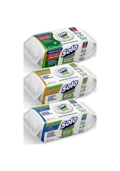 Solo Yüzey Temizleme Mendili Üçlü Set 300 Yaprak 100'lü 3 Paket