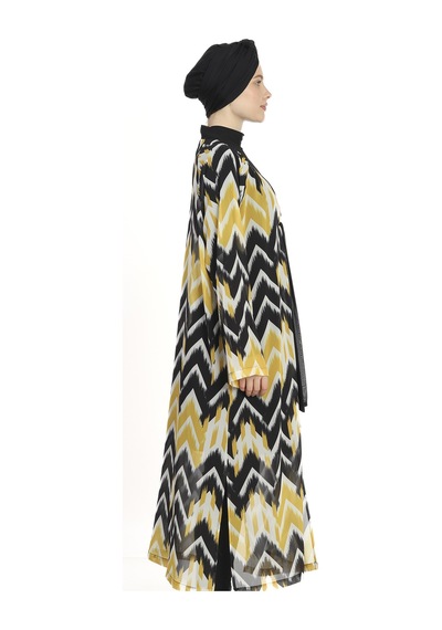 Haliç Mayo Tesettür Mayo Üzerine Tek Kaftan Pareo 6314 Sarı