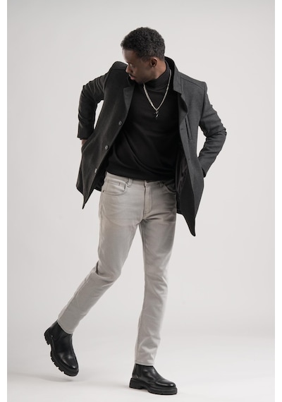 Akçaylar Slimfit Hakim Yaka Düğme Kapamalı Yan Cepli Astarlı Tek Yırtmaçlı Yünlü Kaşe Kaban Antrasit Akçaylar Slimfit Hakim Yaka Düğme Kapamalı Yan Cepli Astarlı Tek Yırtmaçlı Yünlü Kaşe Kaban Antrasit