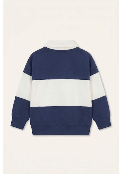 Defacto %100 Pamuk Oversıze Polo Yaka Kolej Baskılı Sweatshirt Kumaşı Sweatshirt Erkek Bebek H9784a526aunv241 Lacivert-nv241