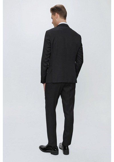 Efor Black 062 Slim Fit Çıkarılabilir Saten Yaka Siyah Damatlık Smokin Takım Siyah