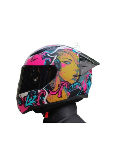LS2 Rapid 2 Race Cyberg Fullface Siyah Camlı Motosiklet Kaskı Mor