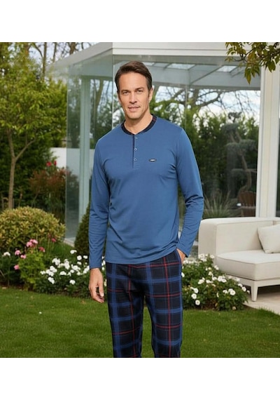 Pijamoni Erkek Standart Kalıp Pamuklu Düğme Yaka Uzun Kol Baharlık Pijama Takımı 6300/7s - 1 Adet Saks Pijamoni Erkek Standart Kalıp Pamuklu Düğme Yaka Uzun Kol Baharlık Pijama Takımı 6300/7s - 1 Adet Saks