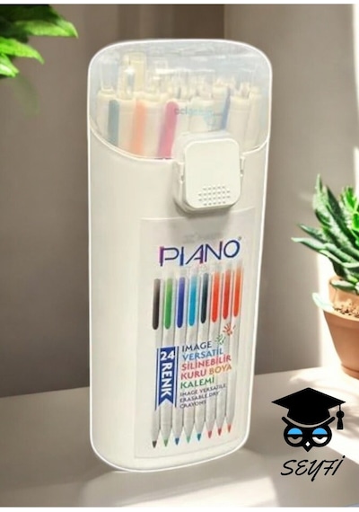 Piano Silinebilir 12 Renk Kuru Boya Basmalı Versatil 2.0 Uçlu Özel Silgili Kullanışlı Özel Kutusunda Çok Renkli