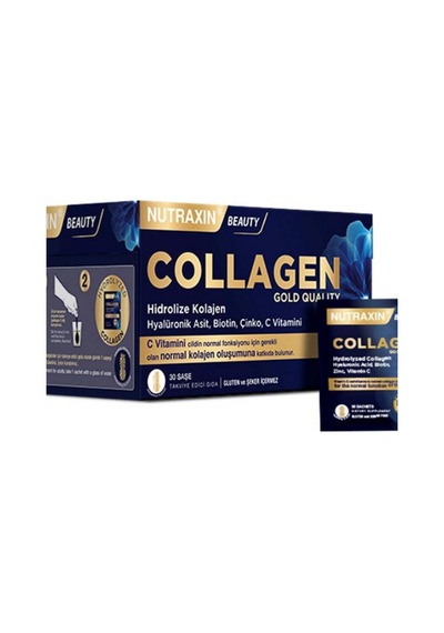 Tr Collagen Gold Quality Takviye Edici Gıda, Hidrolize Kolajen, Hyaluronik Asit, Biotin, Çinko, C Vitamini, 11 G X 30
