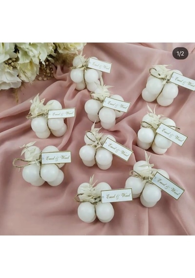 Bernami Mumluk Şamdanpinterest 30 Adet Isme Özel Nişan Hatıralık Beyaz Mini Bubble Mum, Düğün, Nikah Hatıralığı Diğer