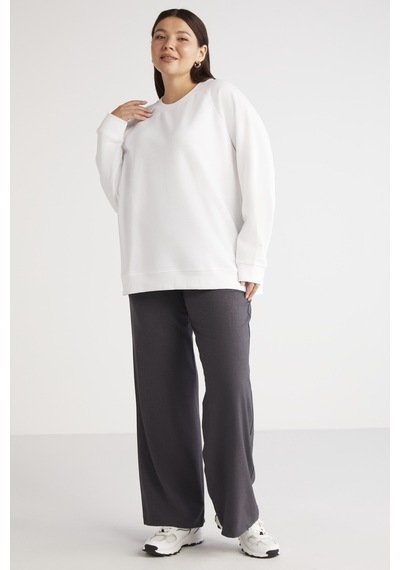 ETHIQUET BARBORABB Kadın Relaxed Içi Polarlı Yumuşacık Comfort Fit Beyaz Büyük Beden Sweatshirt ETHIQUET BARBORABB Kadın Relaxed Içi Polarlı Yumuşacık Comfort Fit Beyaz Büyük Beden Sweatshirt