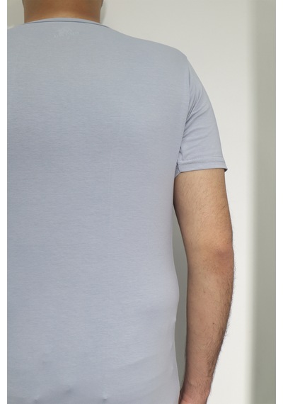 Santa Dmctekstil Erkek Düz Spor Kesim Dar Kalıp Bisiklet Yaka Basic T-shirt Antrasit