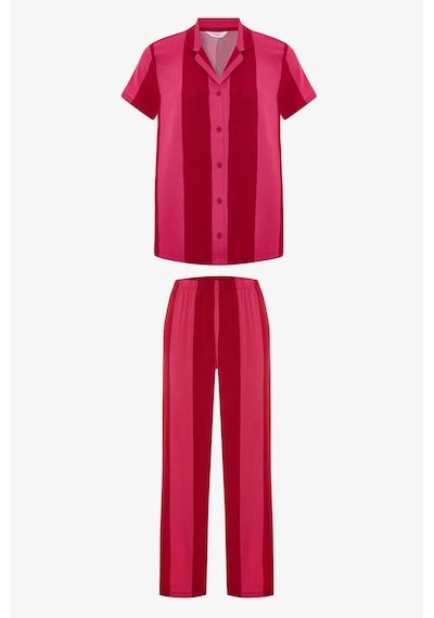 Penti Kırmızı For You Çizgili Düğmeli Gömlek Pantolon Pijama Takımı