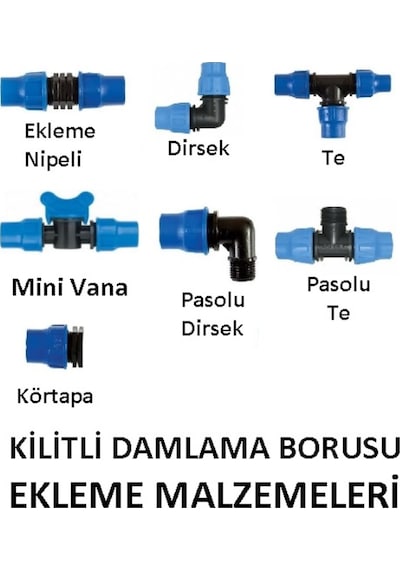 Kilitli Damla Sulama Borusu Ekleme Parçaları Ve Tüm Aparatları