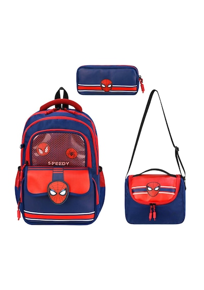 Erkek Çocuk Baskılı Ortopedik Su Geçirmez Ultra Lüx Okul Çantası Termal Beslenme Ve Kalemlik Seti Lacivert