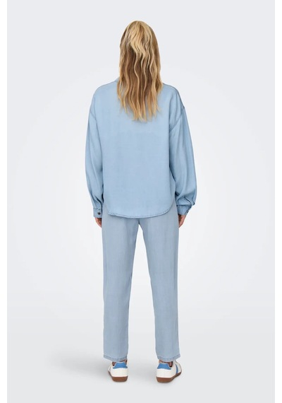 Only Kadın Onlcharıs Düşük Omuz Oversize Uzun Kollu Gömlek 15337928 Mavi Mavi