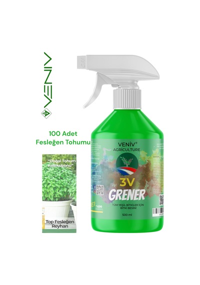 3v Grener 500 Ml Bitki Besini + 100 Adet Fesleğen Tohumu Yoğun Aroma & Yeşil Yapraklar 2