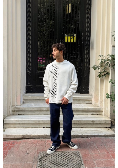 Flawclut Baskılı Sweatshirt Ekru Ekru