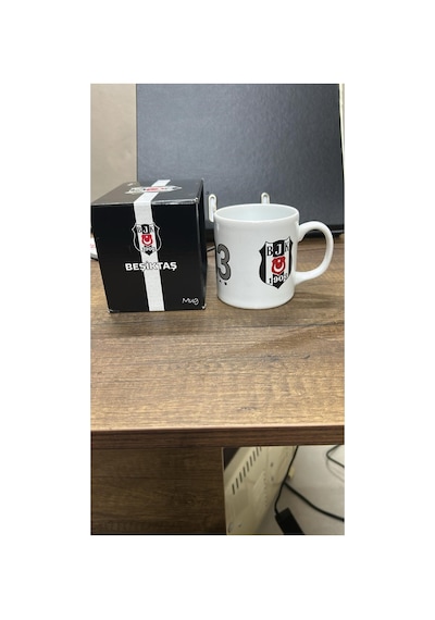 Beşiktaş Lisanslı Taraftar Seramik Kupa Siyah Beyaz