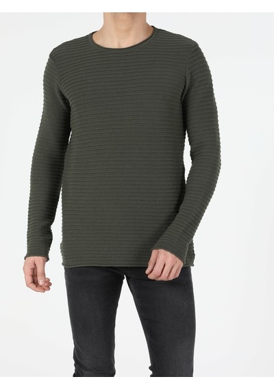 Colin's Colins Slim Fit Bisiklet Yaka Erkek Haki Kazak