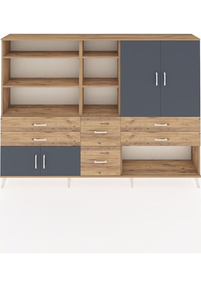 Arges Dolap 10 Raflı 6 Çekmeceli 4 Kapaklı 220x30x163 Çam-antrasi Çam-antrasit/çam Arges Dolap 10 Raflı 6 Çekmeceli 4 Kapaklı 220x30x163 Çam-antrasi Çam-antrasit/çam