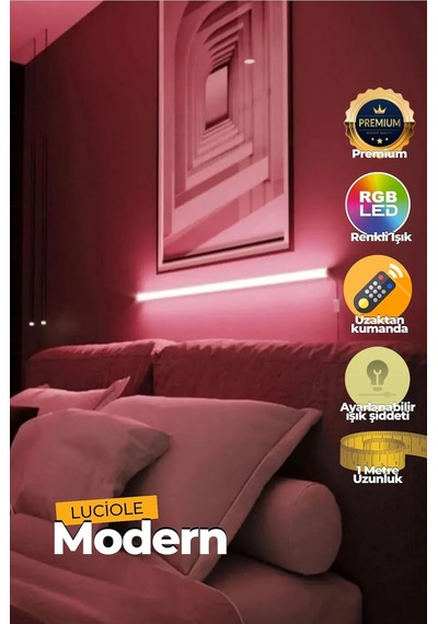 Luciole Led Abajur Aplik Gece Lambası Rgb Lambader 16 Renkli Uzaktan Kumandalı Işık 4 Animasyonlu Çok Renkli