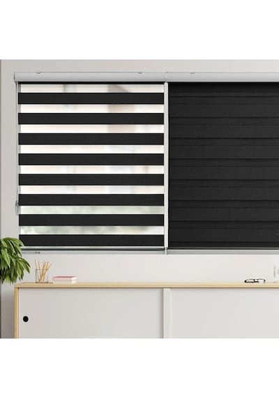 Siyah Stor Zebra Perde Oygusuz Siyah