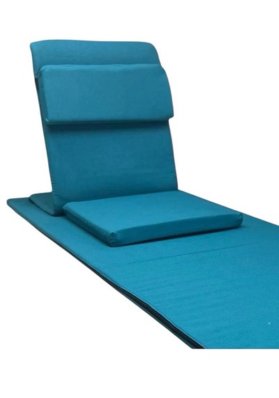 Backjack Meditasyon Sandalyesi Destekli Yer Minderi + 60x180 Kumaş Mat - Backjack 3xl Koyu Petrol Mavisi - Buz Mavisi