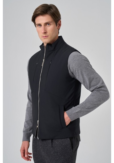 Morven Erkek Siyah Polyamide Spor Gizli Cep Fermuarlı Yelek 26ks049001001 Siyah