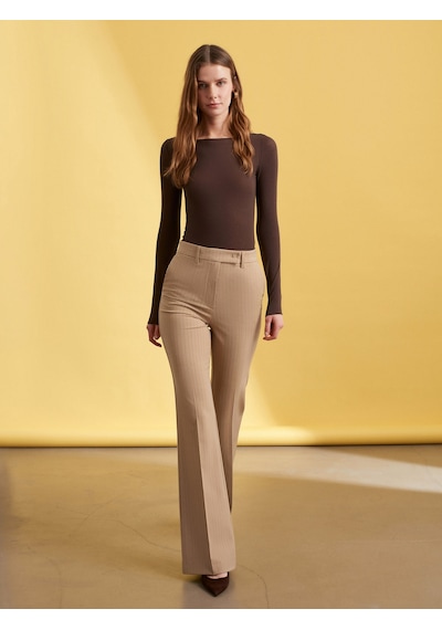 Dilvin 72278 Orta Belli Geniş Paça Pantolon-camel Camel