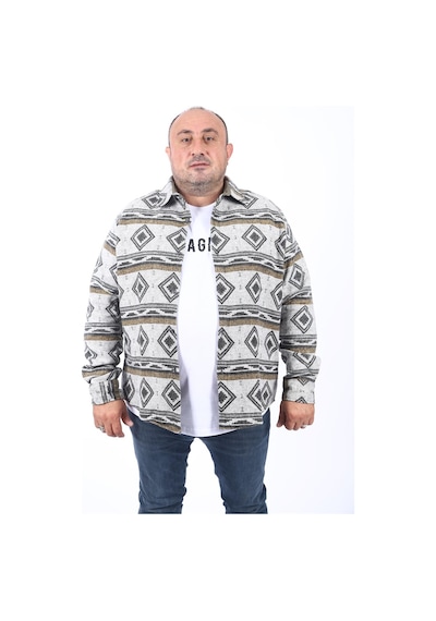 Moc Grande MocGrande Büyük Beden Oduncu Gömlek Gray Wolves 22213