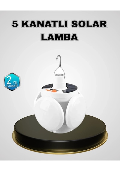 Hubrendy Kargo 5 Kanatlı Solar Kamp Lambası Usb Şarjlı, Taşınabilir, Ip65 Su Geçirmez Bahçe Lambas