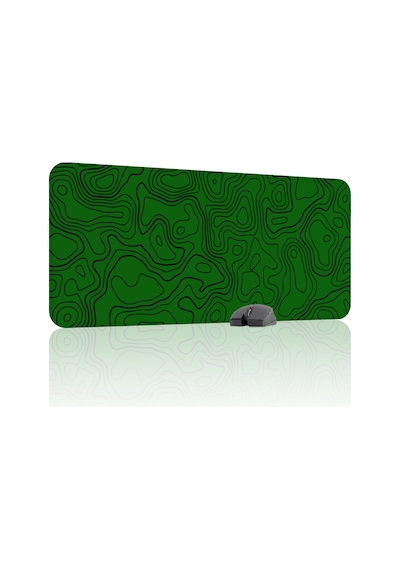 Yeşil Siyah 90x40 Xxl Taraftar Gaming Oyuncu Mouse Pad Kaymaz Taban Büyük Fare Altlığı Topography