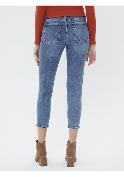 Boyfriend Slim Fit Kadın Pantolon Mavi